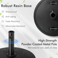 Tangkula 51 lbs Patio Umbrella Base with Wheels, 20.5 Inches Heavy Duty Round Outdoor Umbrella Stand for 10 ft Table Market Offset Umbrella