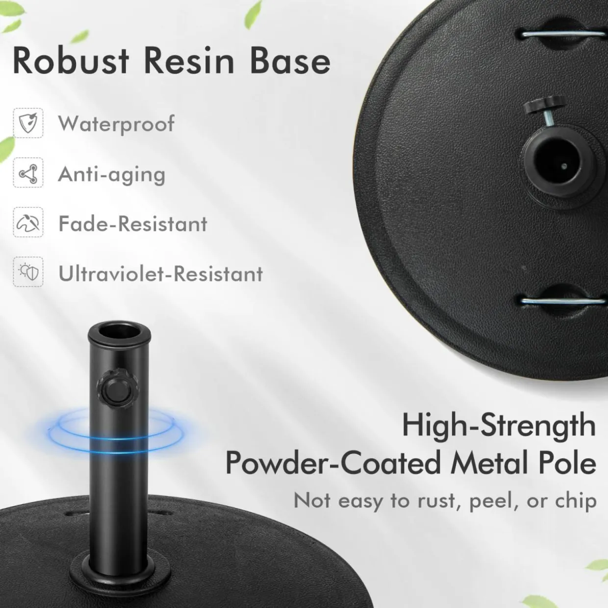 Tangkula 51 lbs Patio Umbrella Base with Wheels, 20.5 Inches Heavy Duty Round Outdoor Umbrella Stand for 10 ft Table Market Offset Umbrella