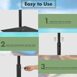 Tangkula 35 LBS Patio Umbrella Base, 20 Inches Heavy Duty Umbrella Stand, Square Umbrella Base