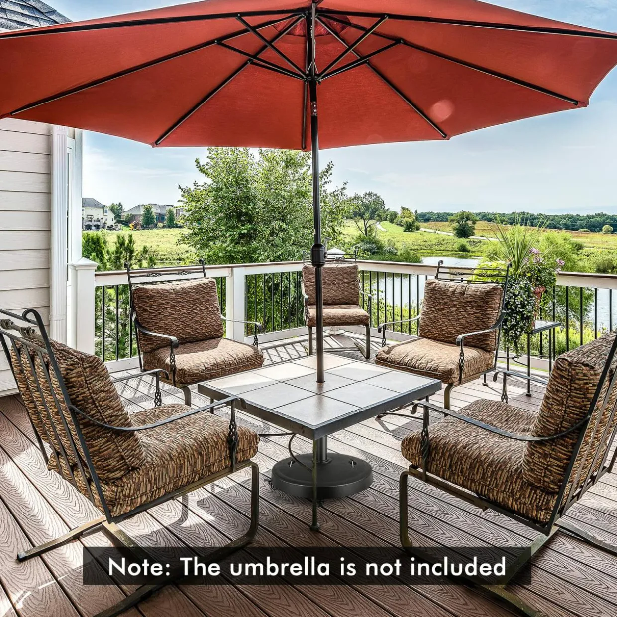 Tangkula 51 lbs Patio Umbrella Base with Wheels, 20.5 Inches Heavy Duty Round Outdoor Umbrella Stand for 10 ft Table Market Offset Umbrella