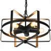 Tangkula 5 Lights Chandelier, Industrial Style Drum Shape Round Ceiling Lamp with Adjustable Hanging Chain & 5 E26 Lamp Holders