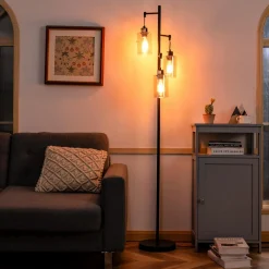 Tangkula 3 Lights Floor Lamp, Retro Floor Lamp
