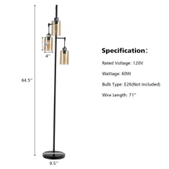 Tangkula 3 Lights Floor Lamp, Retro Floor Lamp