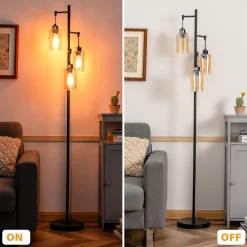 Tangkula 3 Lights Floor Lamp, Retro Floor Lamp