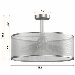 Tangkula 6 Lights Industrial Ceiling Light, Semi Flush Mount Light Fixture with Metal Hanging Kit
