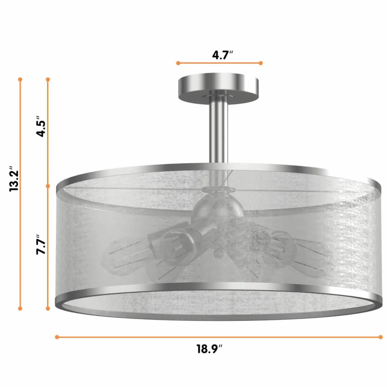 Tangkula 6 Lights Industrial Ceiling Light, Semi Flush Mount Light Fixture with Metal Hanging Kit