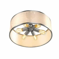 Tangkula 6 Lights Industrial Ceiling Light, Semi Flush Mount Light Fixture with Metal Hanging Kit