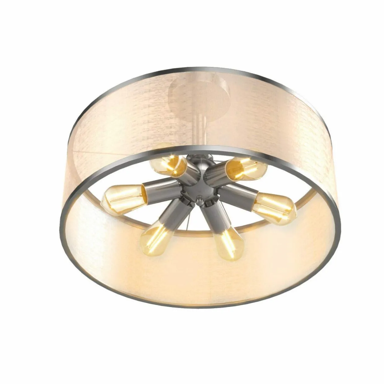 Tangkula 6 Lights Industrial Ceiling Light, Semi Flush Mount Light Fixture with Metal Hanging Kit
