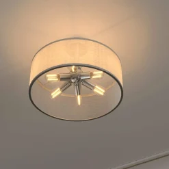 Tangkula 6 Lights Industrial Ceiling Light, Semi Flush Mount Light Fixture with Metal Hanging Kit