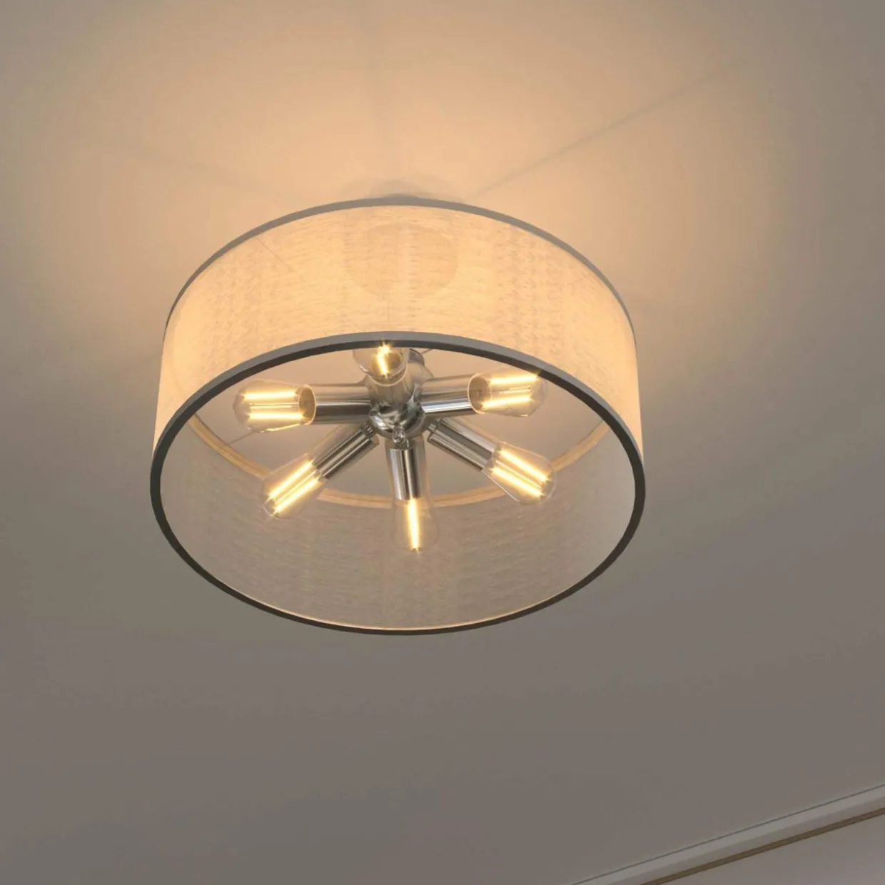 Tangkula 6 Lights Industrial Ceiling Light, Semi Flush Mount Light Fixture with Metal Hanging Kit