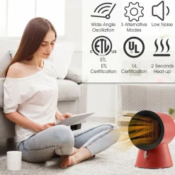 Tangkula 3 Modes 1500W Small Portable Ceramic Heater, 2 Seconds Heating