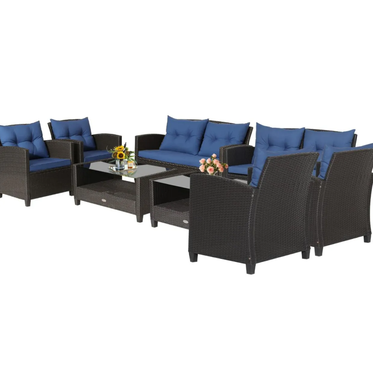 Tangkula 4 or 8 piece Patio Furniture Set, Outdoor Furniture Sets for Backyard, Porch, Garden and Poolside