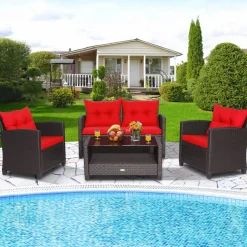 Tangkula 4 or 8 piece Patio Furniture Set, Outdoor Furniture Sets for Backyard, Porch, Garden and Poolside