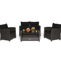 Tangkula 4 or 8 piece Patio Furniture Set, Outdoor Furniture Sets for Backyard, Porch, Garden and Poolside