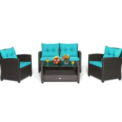 Tangkula 4 or 8 piece Patio Furniture Set, Outdoor Furniture Sets for Backyard, Porch, Garden and Poolside
