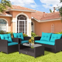 Tangkula 4 or 8 piece Patio Furniture Set, Outdoor Furniture Sets for Backyard, Porch, Garden and Poolside