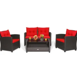 Tangkula 4 or 8 piece Patio Furniture Set, Outdoor Furniture Sets for Backyard, Porch, Garden and Poolside