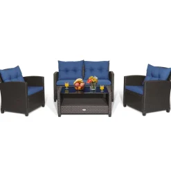 Tangkula 4 or 8 piece Patio Furniture Set, Outdoor Furniture Sets for Backyard, Porch, Garden and Poolside