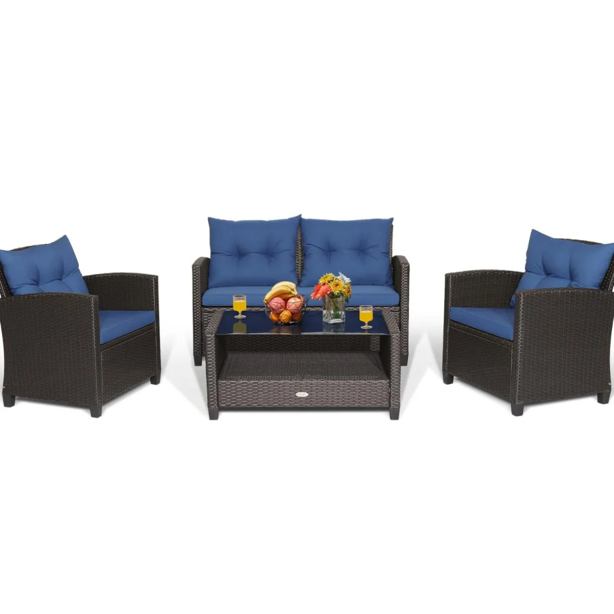 Tangkula 4 or 8 piece Patio Furniture Set, Outdoor Furniture Sets for Backyard, Porch, Garden and Poolside