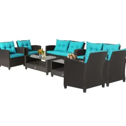 Tangkula 4 or 8 piece Patio Furniture Set, Outdoor Furniture Sets for Backyard, Porch, Garden and Poolside