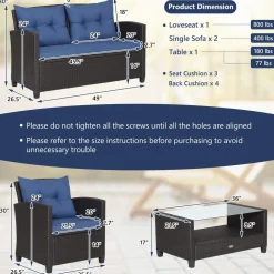 Tangkula 4 or 8 piece Patio Furniture Set, Outdoor Furniture Sets for Backyard, Porch, Garden and Poolside
