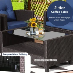 Tangkula 4 or 8 piece Patio Furniture Set, Outdoor Furniture Sets for Backyard, Porch, Garden and Poolside