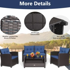 Tangkula 4 or 8 piece Patio Furniture Set, Outdoor Furniture Sets for Backyard, Porch, Garden and Poolside