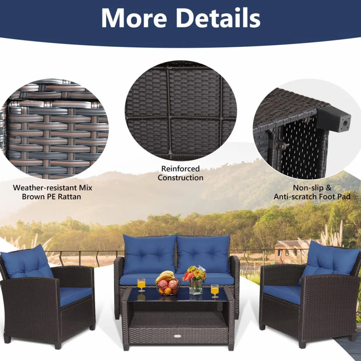 Tangkula 4 or 8 piece Patio Furniture Set, Outdoor Furniture Sets for Backyard, Porch, Garden and Poolside