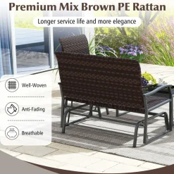 Tangkula 4 or 8 Pieces Patio Gliding Set, Wicker Swing Glider Furniture Set