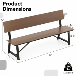Tangkula 72” Outdoor Bench, Extra Long Patio HDPE Bench for 4 People, 1100 lbs Weight Capacity