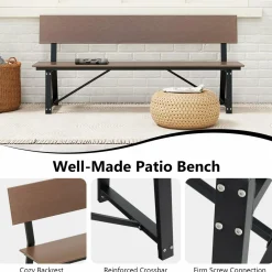 Tangkula 72” Outdoor Bench, Extra Long Patio HDPE Bench for 4 People, 1100 lbs Weight Capacity