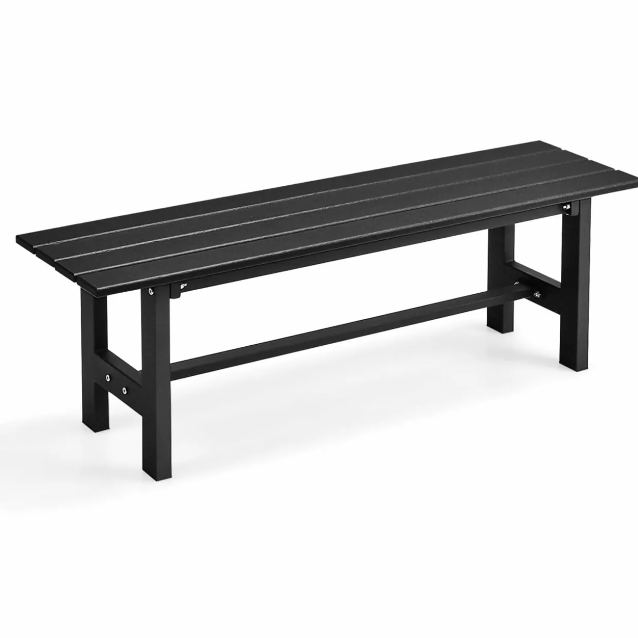 Tangkula 47" Outdoor Garden Bench, 2-Person Patio Park Bench with HDPE Slatted Seat & Metal Frame