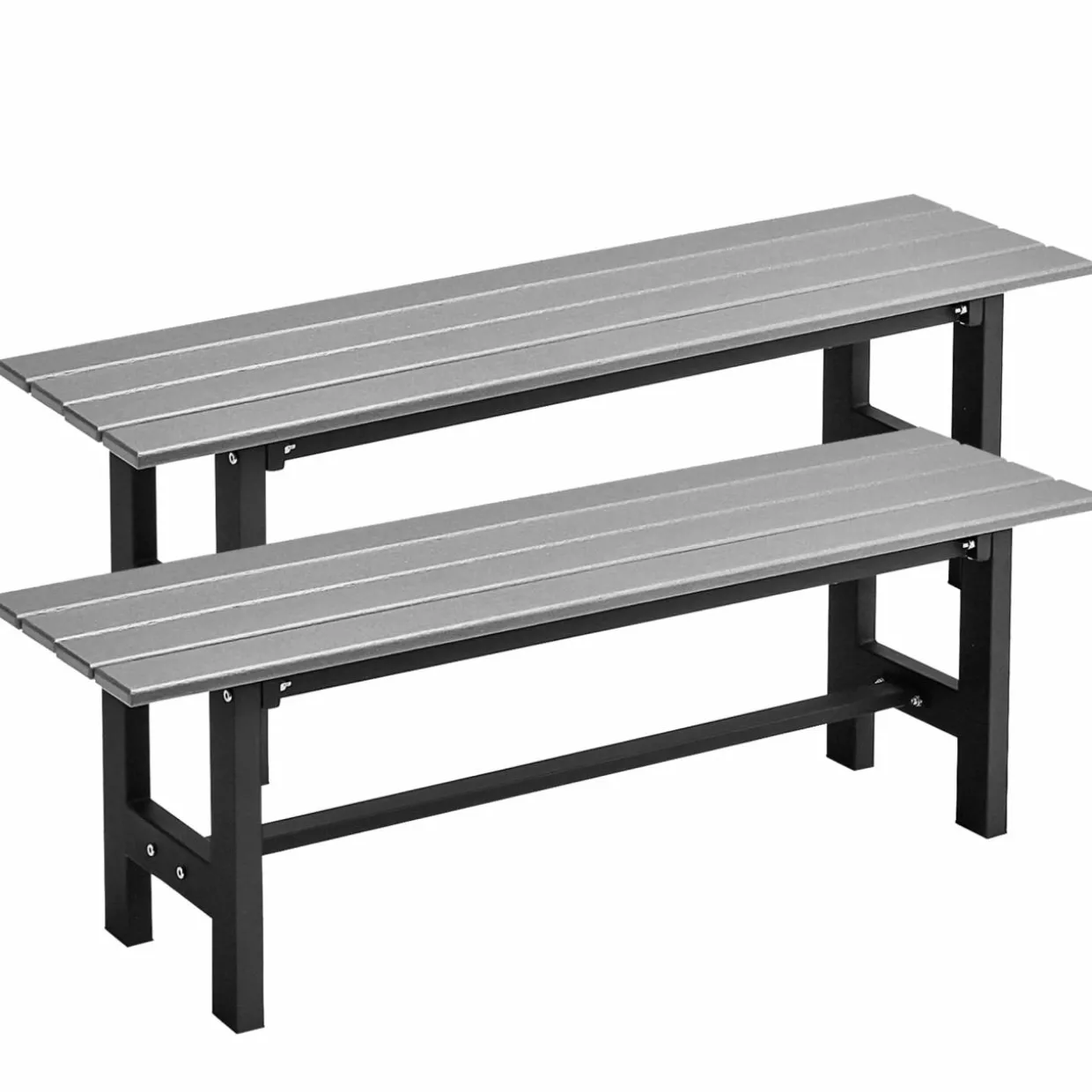 Tangkula 47" Outdoor Garden Bench, 2-Person Patio Park Bench with HDPE Slatted Seat & Metal Frame