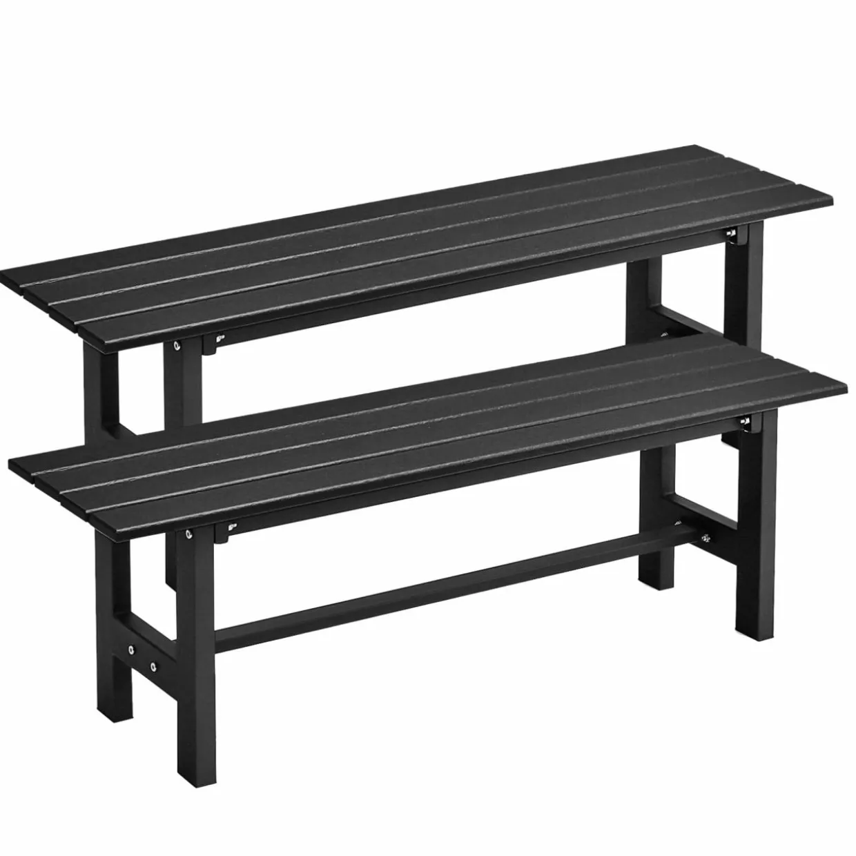Tangkula 47" Outdoor Garden Bench, 2-Person Patio Park Bench with HDPE Slatted Seat & Metal Frame