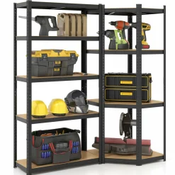 Tangkula 2 Pack Metal Storage Shelves Load 3600LBS, 71" H Heavy Duty Adjustable Garage Storage Utility Racks