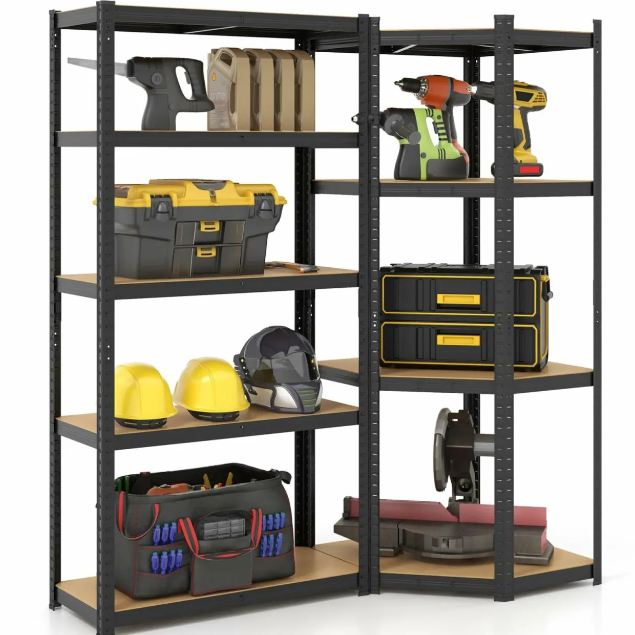 Tangkula 2 Pack Metal Storage Shelves Load 3600LBS, 71" H Heavy Duty Adjustable Garage Storage Utility Racks