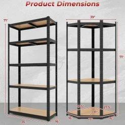 Tangkula 2 Pack Metal Storage Shelves Load 3600LBS, 71" H Heavy Duty Adjustable Garage Storage Utility Racks