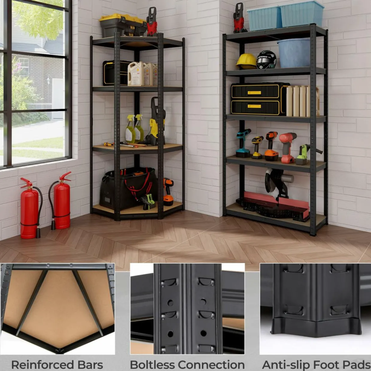 Tangkula 2 Pack Metal Storage Shelves Load 3600LBS, 71" H Heavy Duty Adjustable Garage Storage Utility Racks