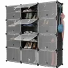 Tangkula 48 Pairs Shoe Rack Organizer, 12-Cube Shoe Storage Cabinet with Removable Shelf