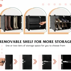 Tangkula 48 Pairs Shoe Rack Organizer, 12-Cube Shoe Storage Cabinet with Removable Shelf