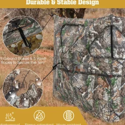 Tangkula 2 Panel Stakeout Hunting Blind, See Through Ground Blind with 3 Shoot Through Ports & 2 Storage Pockets