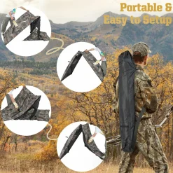 Tangkula 2 Panel Stakeout Hunting Blind, See Through Ground Blind with 3 Shoot Through Ports & 2 Storage Pockets