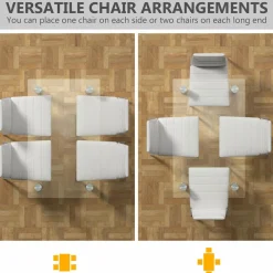 Tangkula 5 PCS Dining Table Set Modern Tempered Glass Top and PVC Leather Chair