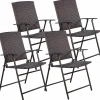 Tangkula 4 PCS Folding Patio Chair Set Outdoor Pool Lawn Portable Wicker Chair
