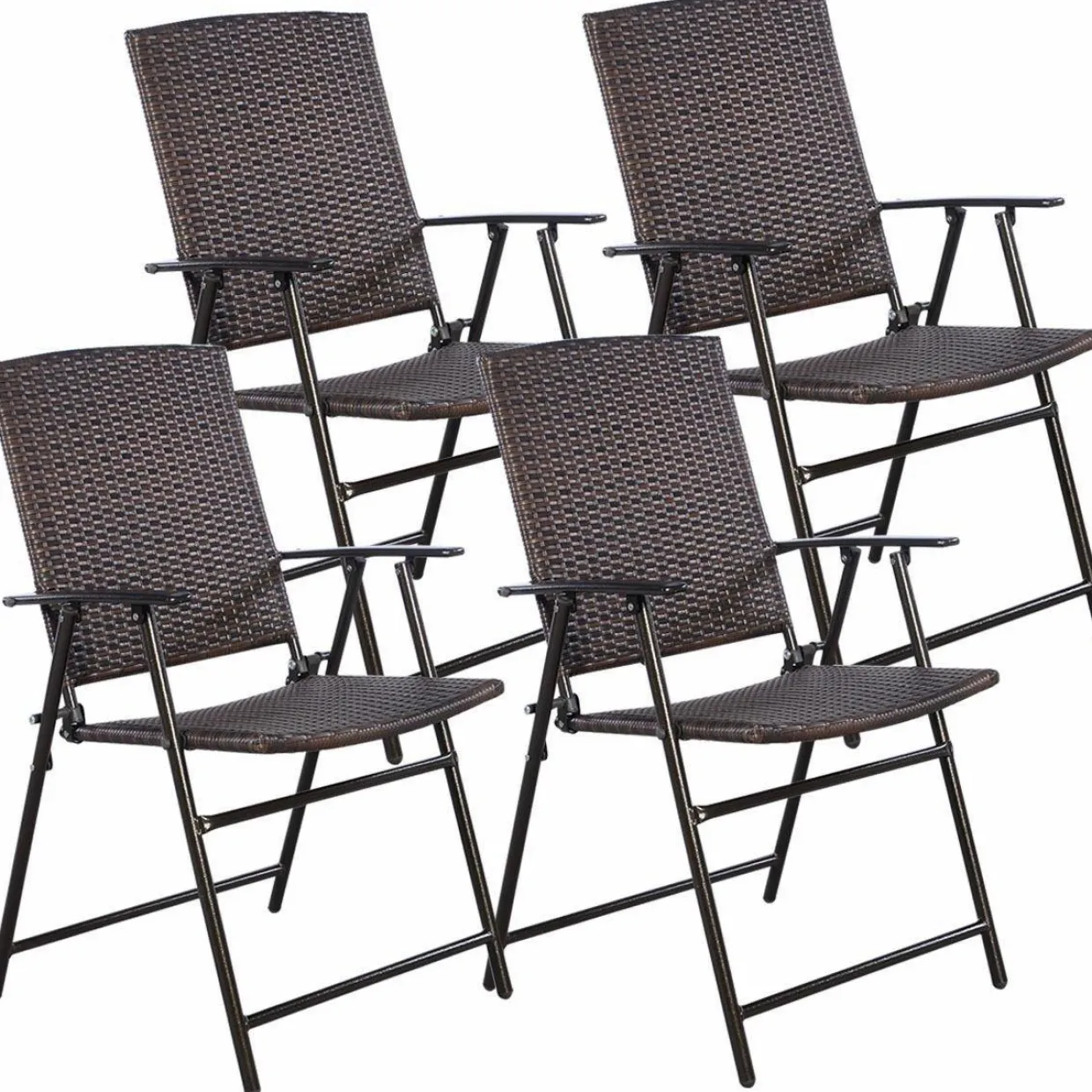 Tangkula 4 PCS Folding Patio Chair Set Outdoor Pool Lawn Portable Wicker Chair