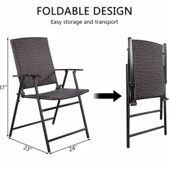 Tangkula 4 PCS Folding Patio Chair Set Outdoor Pool Lawn Portable Wicker Chair