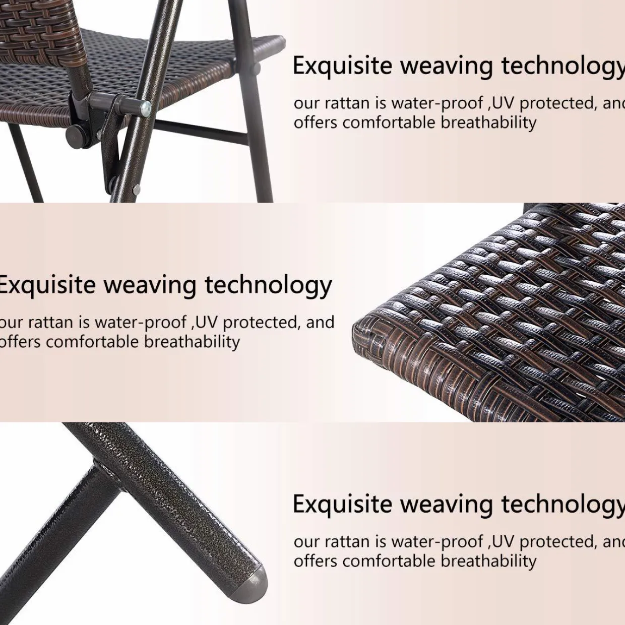 Tangkula 4 PCS Folding Patio Chair Set Outdoor Pool Lawn Portable Wicker Chair
