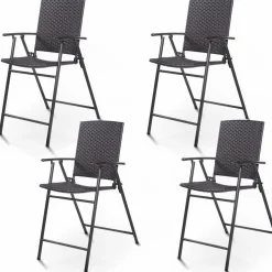 Tangkula 4 PCS Folding Patio Chair Set Outdoor Pool Lawn Portable Wicker Chair