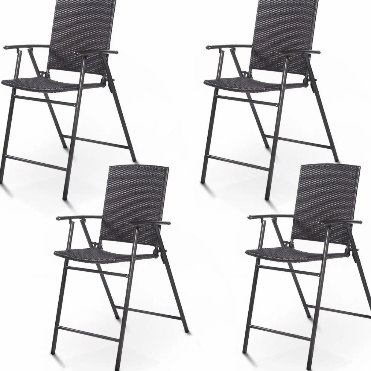 Tangkula 4 PCS Folding Patio Chair Set Outdoor Pool Lawn Portable Wicker Chair