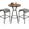 Tangkula 3 PCS Outdoor Bar Table Set, 28” Round Bar Height Table with 2 Bar Stools
